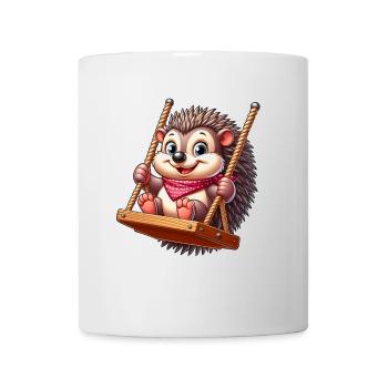 Süßer Igel schaukeln Spielplatz Cartoon - Tasse - Weiß - Vorne