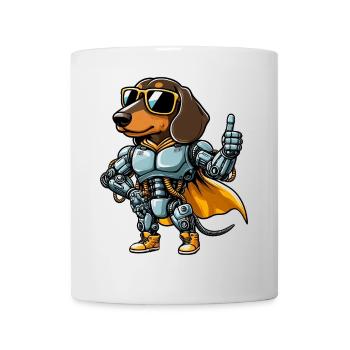 Dachshund Robot Cyborg Sci-Fi Dog Mech Design - Mug - white - Front