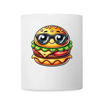 Cool Cheeseburger Fast Food Lunettes de soleil d’été - Mug blanc - blanc - Devant