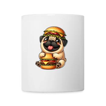 Whimsical Pug with Hat Cheeseburger Fast Food - Mug - white - Front