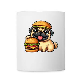 Whimsical Pug with Hat Cheeseburger Fast Food Dog - Mug - white - Front