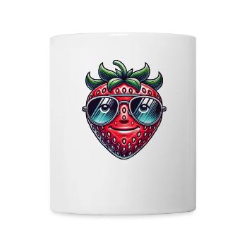 Cool strawberry with sunglasses summer fruit - Mug - white - Front