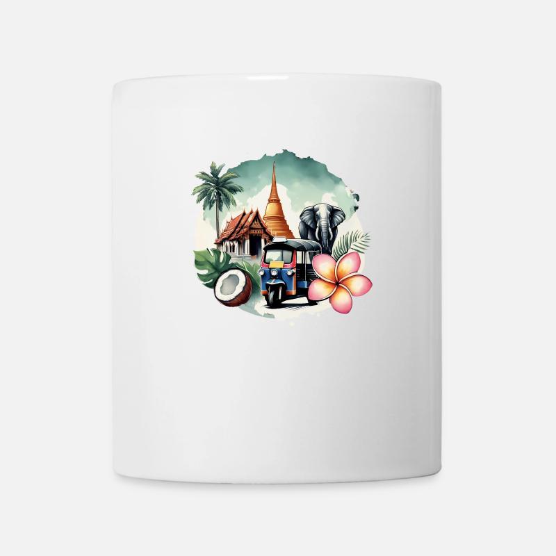 Temple thaïlandais éléphant pagode de Bangkok - Mug blanc - blanc