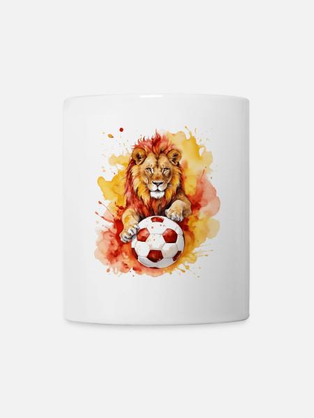 Lion Football Coloré Espagne Animal Design Imprimer - Mug blanc - blanc