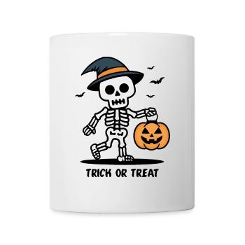 Cute Skeleton with Pumpkin Lantern Halloween - Mug - white - Front