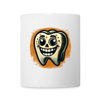 Halloween Zahnhygiene Lustiger Zombie Zahn - Tasse - Weiß - Vorne