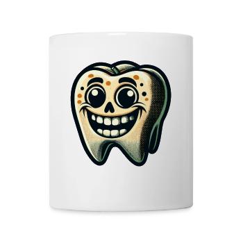 Halloween Zahnhygiene Lustiger Zombie Zahn - Tasse - Weiß - Vorne