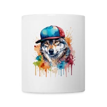 Wolf Snapback Cap Colorful Animal Design Print - Mug - white - Front