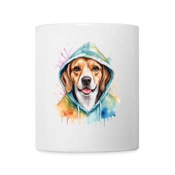 Beagle Hoodie Dog Colorful Funny Animal Design Print - Mug - white - Front