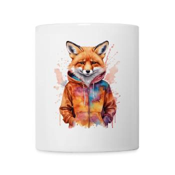 Renard Sweat à capuche Coloré Drôle Animal Design Imprimer - Mug blanc - blanc - Devant