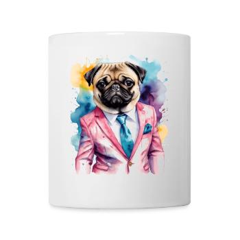 Carlin Costume Chien Coloré Drôle Animal Design Imprimer - Mug blanc - blanc - Devant