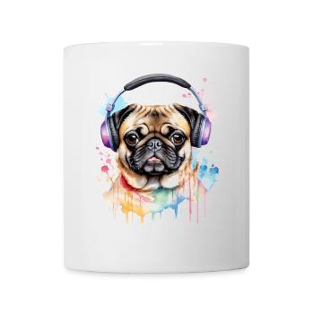 Carlin Casque Chien Coloré Drôle Animal Design Imprimer - Mug blanc - blanc - Devant