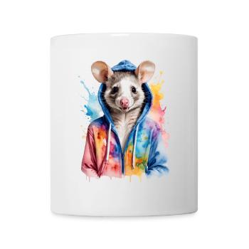 Sweat à capuche opossum Imprimé de design d’animal coloré - Mug blanc - blanc - Devant