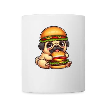 Hund Mops Hamburger Hut skurril Fast - Tasse - Weiß - Vorne