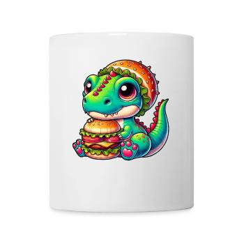 T-Rex Dinosaur Pumpkin Hat Whimsical Design - Mug - white - Front