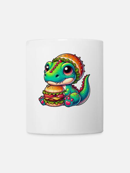T-Rex Dinosaurier Kürbishut skurriles Design - Tasse - Weiß