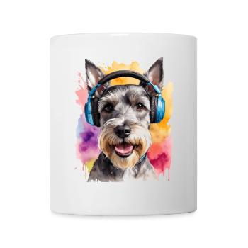 Zwergschnauzer Kopfhörer Hund Lustig Design Print - Tasse - Weiß - Vorne