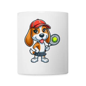 Lustiger Hund Beagle Tennis Comic Tennisspieler - Tasse - Weiß - Vorne