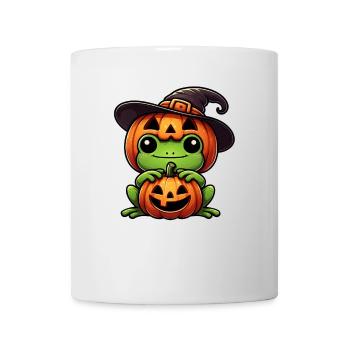 Cute Halloween Frog Witch Hat Pumpkin Cartoon - Mug - white - Front