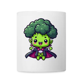 Süßer Halloween Brokkoli Vampir Cartoon Grün - Tasse - Weiß - Vorne