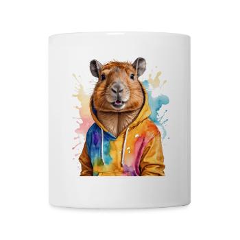 Capybara Hoodie Capy Colorful Animal Design Print - Mug - white - Front