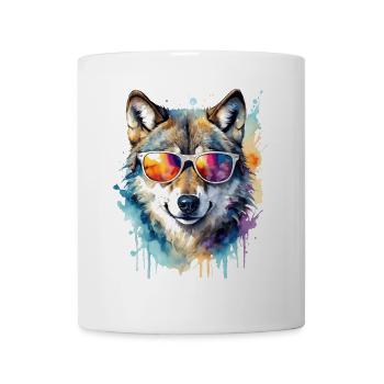 Wolf Sunglasses Colorful Animal Design Print - Mug - white - Front