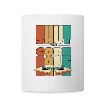 Halt deine Cornhole Spielbretter Sitzsack Cornhole - Tasse - Weiß - Vorne