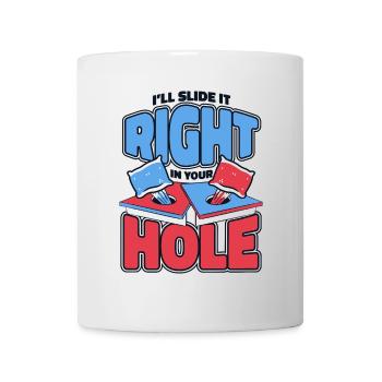 Schieben Sie es direkt in Ihr Loch Sitzsack-Spielbretter - Tasse - Weiß - Vorne