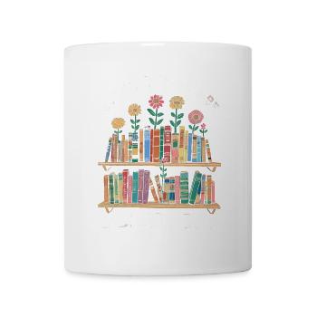 Täglicher Bibliothekstag Blumenbücher - Tasse - Weiß - Vorne