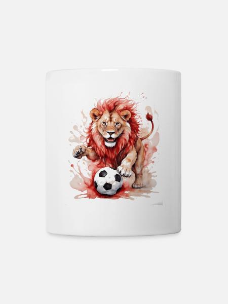 Lion Football Coloré Pologne Animal Design Print - Mug blanc - blanc
