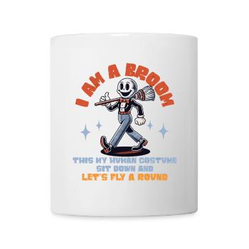 Lustiges Halloween Spruch Bin Ein Besen Flieg Mit - Tasse - Weiß - Vorne