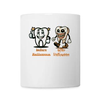 Zähne Vor Halloween Lustiger Spruch Design - Tasse - Weiß - Vorne