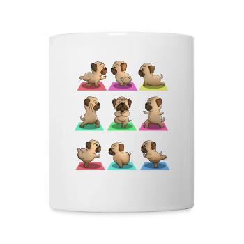 Yogaliebhaber Trainingsshirt Yoga Mops Hund - Tasse - Weiß - Vorne