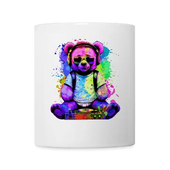 DJ ours, nounours Teddy, dessin animé, musique, concerts festivals - Mug blanc - blanc - Devant