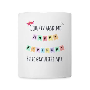 Geburtstagskind Girlande Design - Tasse - Weiß - Vorne