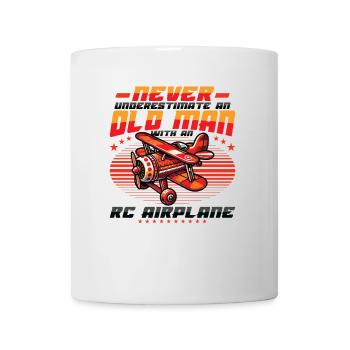 Old man with model airplane - Mug - white - Front