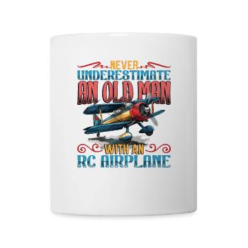 Old man with model airplane - Mug - white - Front