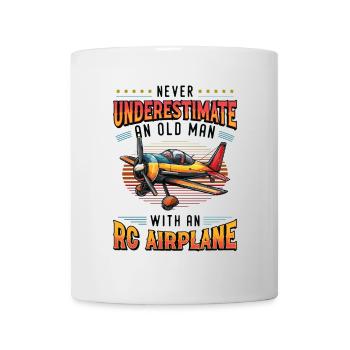Old man with model airplane - Mug - white - Front