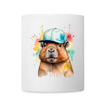 Capybara Snapback Cap Capy Coloré Animal Design Imprimer - Mug blanc - blanc - Devant