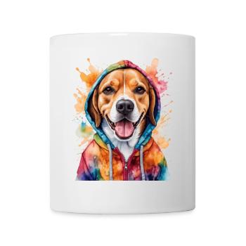 Beagle Hoodie Dog Colorful Funny Animal Design Print - Mug - white - Front
