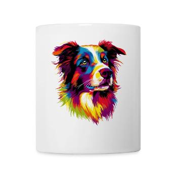 Border Collie Popart Regenbogen Farben Bunte Hunde - Tasse - Weiß - Vorne