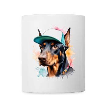 Doberman Snapback Cap Dog Funny Design Print - Mug - white - Front