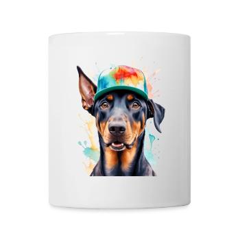Doberman Snapback Cap Chien Drôle Design Imprimer - Mug blanc - blanc - Devant