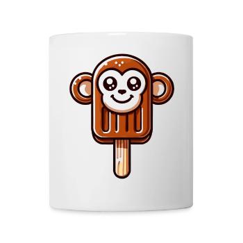 Une glace en forme de singe souriant - Mug blanc - blanc - Devant