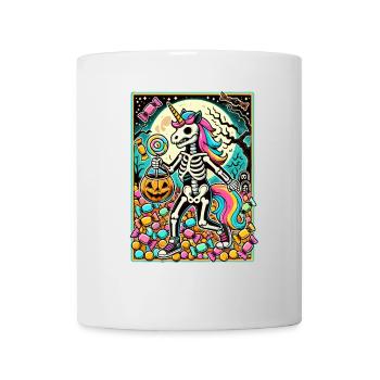 Drôle de squelette de licorne aime les bonbons - Mug blanc - blanc - Devant