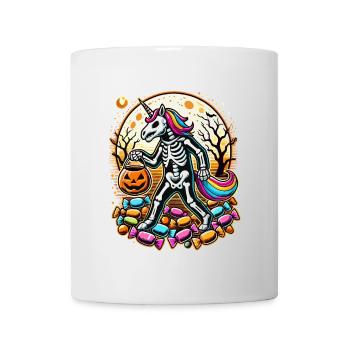 Drôle de squelette de licorne aime les bonbons - Mug blanc - blanc - Devant