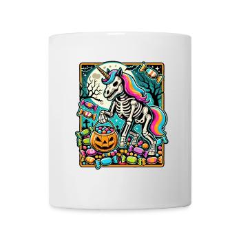 Drôle de squelette de licorne aime les bonbons - Mug blanc - blanc - Devant