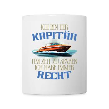 Boot Kapitän Motorboot lustiger Spruch - Tasse - Weiß - Vorne