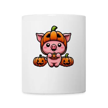 Mignon Halloween Cochon Citrouille Dessin Animé - Mug blanc - blanc - Devant