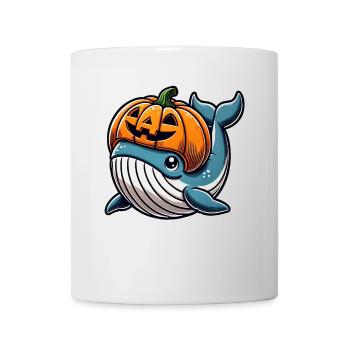 Süße Halloween Meerestier Wal im Kürbis Hut - Tasse - Weiß - Vorne